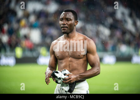 Turin, Italy. 15th Apr, 2018. Asamoah during the serie A match Juventus FC vs Sampdoria. Juventus won 3-0 at Allianz Stadium in Turin, 15th april 2018, Italy Credit: Alberto Gandolfo/Alamy Live News Stock Photo