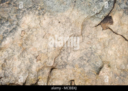 Stone texture. Surface of gritstone on Kinder Scout, Derbyshire, Peak District, England, UK Stock Photo