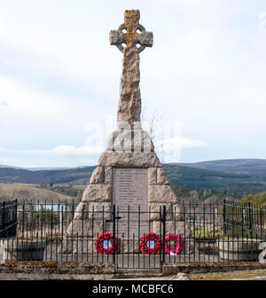 War memorial at Delnashaugh - junction of A95 and B9008 - Ballindalloch, Banff, Scotland, UK. Stock Photo