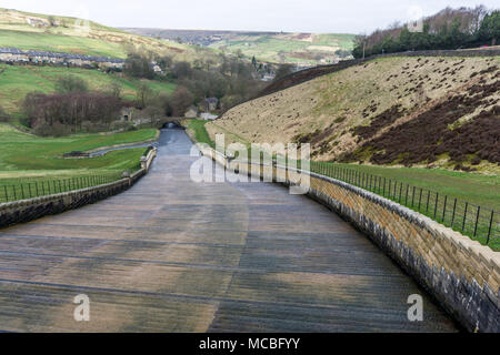 The spillway from Butterley Reservoir, Marsden, West Yorkshire, England, UK. Stock Photo