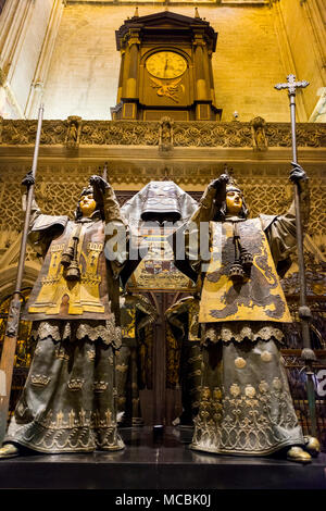 Tomb of Christopher Columbus, Cristoforo Colombo, Cristóbal Colón, Cathedral of Seville, Catedral de Santa María de la Sede Stock Photo