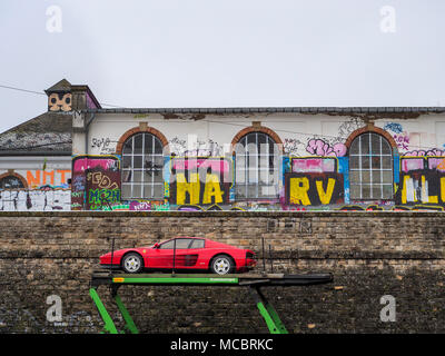 Ferrari at Skatepark Hollerich, Rue de l'Abattoir, Graffiti, Luxembourg City, Europe Stock Photo