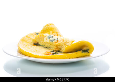 omelette from chicken eggs with green onion Stock Photo