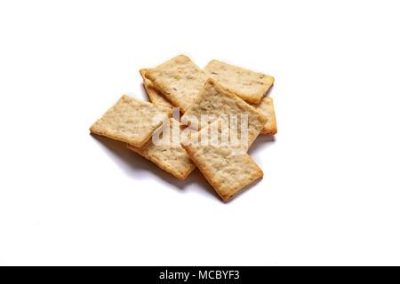 crakers with herbas and salt isolated on white background Stock Photo