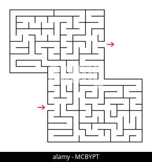 Abstract square isolated maze. Black color. An interesting and useful game for children and adults. Simple flat vector illustration. With a place for  Stock Vector