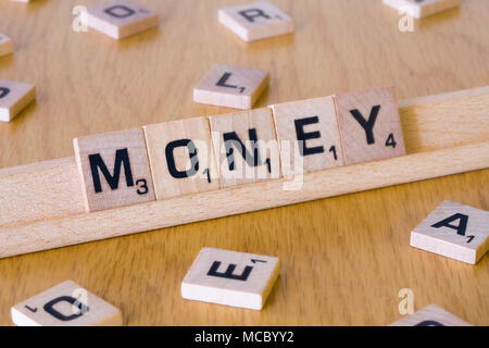 Scrabble letters spelling out the word Money Stock Photo