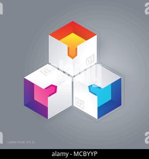 Abstract 3D cubic infographic vector illustration suitable for web graphic design. Stock Vector