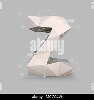 Capital latin letter Z in low poly style. Stock Vector