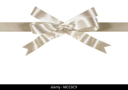 silver thin ribbon with bow, isolated on white Stock Photo - Alamy