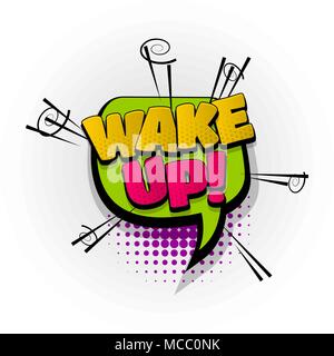 wake up comic book text pop art Stock Vector