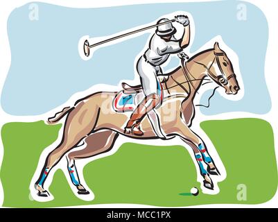 Polo Horse Sports with Player Riding Horse and Holding Stick use Equipment  Set in Flat Cartoon Poster Hand Drawn Template Illustration Stock Vector  Image & Art - Alamy