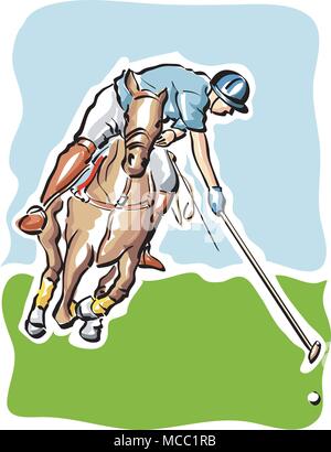 vector illustration of a polo player Stock Vector