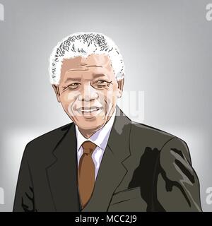 Nelson Mandela( 1918-2013) political leader and philanthropist.President of South Africa Stock Vector