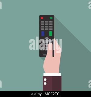 Hand holding remote control. Vector illustration Stock Vector