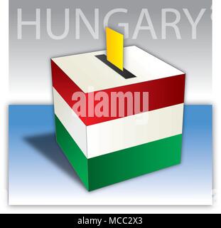 Hungary, political elections, ballot box with flag Stock Vector