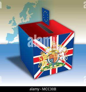 United Kingdom, ballot box and UK flag Stock Vector