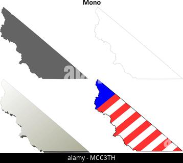 Mono County, California outline map set Stock Vector