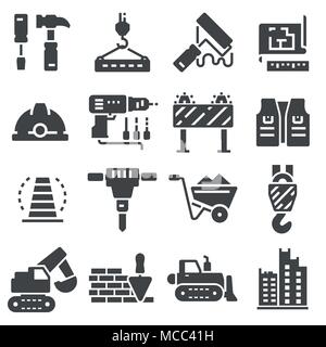 Web icons set - building, construction and home repair tool Stock Vector