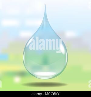 Blue shiny water drop. Vector illustration Stock Vector