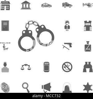 Handcuffs icon. Police and juctice vector icon set Stock Vector
