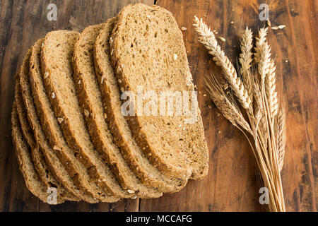 Wholegrain Bread from Whole Wheat, Rye and Flax Seeds. Stock Photo