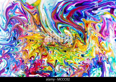 Colorful abstract liquid acrylic painting background. Natural dynamic mixture of oil colored pigments fluid flow. Stock Photo