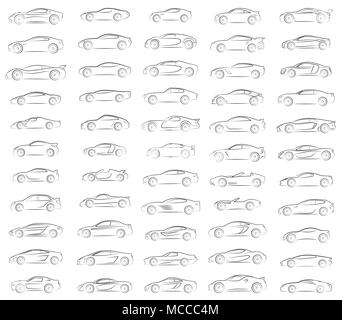 Big set Vector silhouettes of sports cars Stock Vector