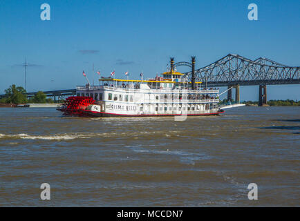 Creole Queen steamboat on Mississippi River in New Orleans, Louisiana. Stock Photo