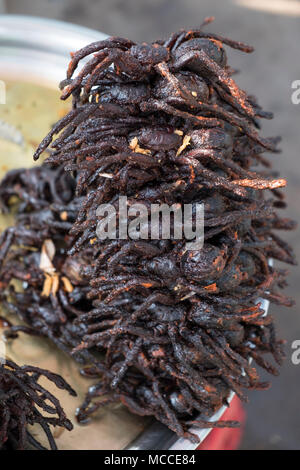 Fried spiders for sale at roadside stalls in Cambodia Stock Photo
