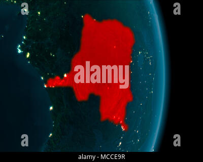 Map of Democratic Republic of Congo as seen from space on planet Earth ...