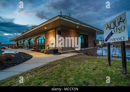 UTICA, NY, USA - JAN. 22, 2018: Utica Historic Marina or as locally known as Aqua Vino is being closed and sold on 16 Harbor Lock Rd E, Utica, NY, USA Stock Photo