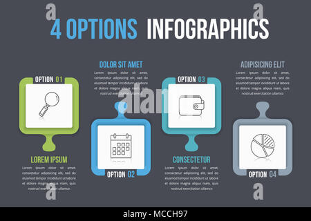 Four piece infographic presentation. 4 step business diagram. Four ...