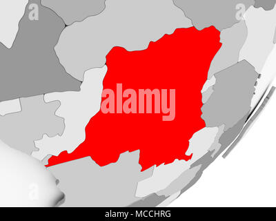 Illustration of Democratic Republic of Congo highlighted in red on grey ...