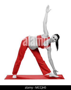 Pregnant woman making exercise, isolated Stock Photo