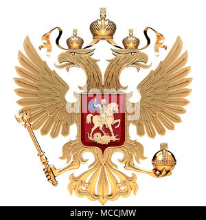 Golden Coat of arms of Russia Stock Photo