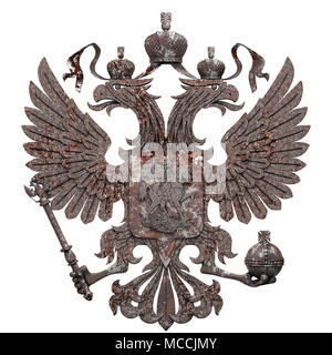 Rusty Coat of arms of Russia Stock Photo