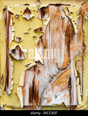 Flaking/peeling paint on old, weathered wooden door. Suitable fore textured background use... Stock Photo