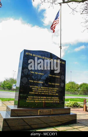 Glatton Air Base memorial. Royal Air Force Glatton in Cambridgeshire, UK, used by the United States Army Air Force Eighth Air Force bombers in WWII Stock Photo