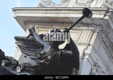 A section of the Samuel de Champlain Monument in Old Quebec City. One of Quebec City's most spectacular landmarks. Stock Photo