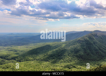 Stunning Caesars head viewpoint on a surrounding mountains, table rock reservoir and mountain and sunlit forest Stock Photo