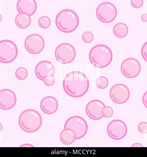 Seamless pattern with pink bubbles, naive and simple background, pink wallpaper Stock Vector