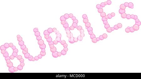 Pink bubbles sign made from soap bubbles, pink bubbles word, vector logotype, badge Stock Vector