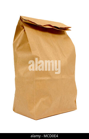 Brown paper bag isolated on white background Stock Photo