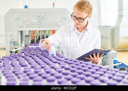 Checking Quality of Soy Milk Stock Photo