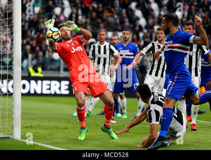 Turin, Italy. 15th Apr, 2018. football, Serie A championship 2017-2018 15-4-2018 juventus -Sampdoria 3-0 in the picture: buffon Credit: Independent Photo Agency/Alamy Live News Stock Photo