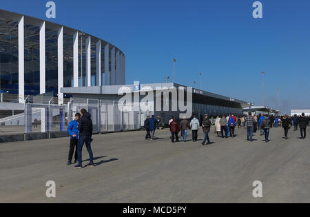 Nizhny Novgorod, Russia. 15th Apr, 2018. Opening day of the Nizhny Novgorod stadium for FIFA World Cup 2018. Credit: Aleksey Fokin/SOPA Images/ZUMA Wire/Alamy Live News Stock Photo