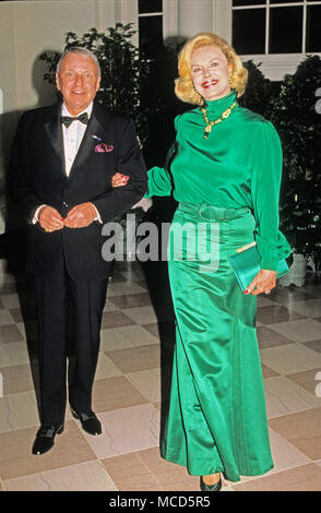 Frank and Barbara Sinatra arrive at the White House in Washington, DC for a State Dinner in honor of President Giulio Andreotti of Italy on March 7, 1990. Barbara Sinatra passed away on July 25, 2017 in Rancho Mirage, California Credit: Ron Sachs/CNP/MediaPunch Stock Photo