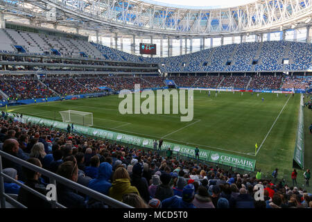 Nizhny Novgorod, Russia. 15th Apr, 2018. Opening day of the Nizhny Novgorod stadium for FIFA World Cup 2018. Credit: Aleksey Fokin/SOPA Images/ZUMA Wire/Alamy Live News Stock Photo