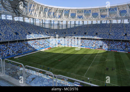 Nizhny Novgorod, Russia. 15th Apr, 2018. Opening day of the Nizhny Novgorod stadium for FIFA World Cup 2018. Credit: Aleksey Fokin/SOPA Images/ZUMA Wire/Alamy Live News Stock Photo