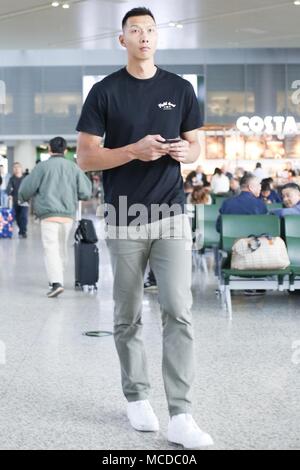 Shanghai, Shanghai, China. 16th Apr, 2018. Shanghai, CHINA-16th April 2018: Chinese basketball player Yi Jianlian at the airport in Shanghai. Credit: SIPA Asia/ZUMA Wire/Alamy Live News Stock Photo